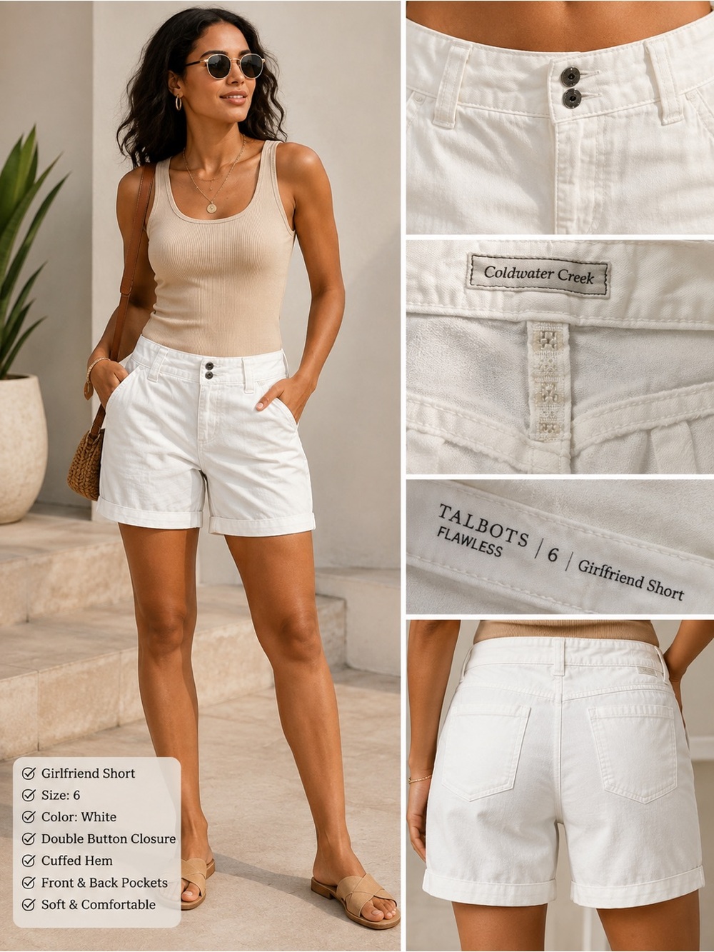 Talbots White Girlfriend Denim Shorts